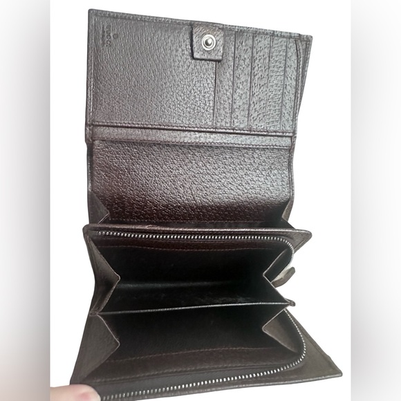 Gucci Wallet GG Monogram Brown Canvas Leather 6x4.5 - Picture 5 of 8